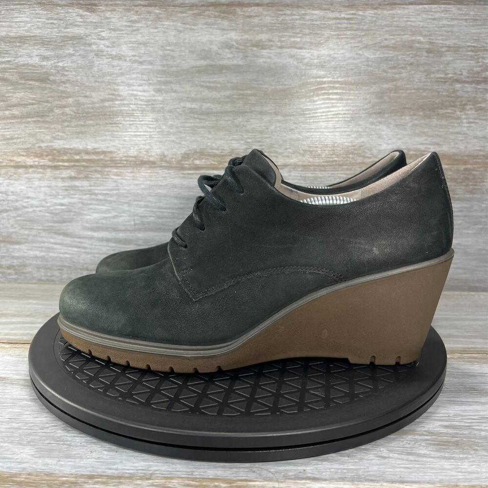Ecco Women's Adora Black Leather Lace Up Wedge Ankle Boots Size EU 39 US 8